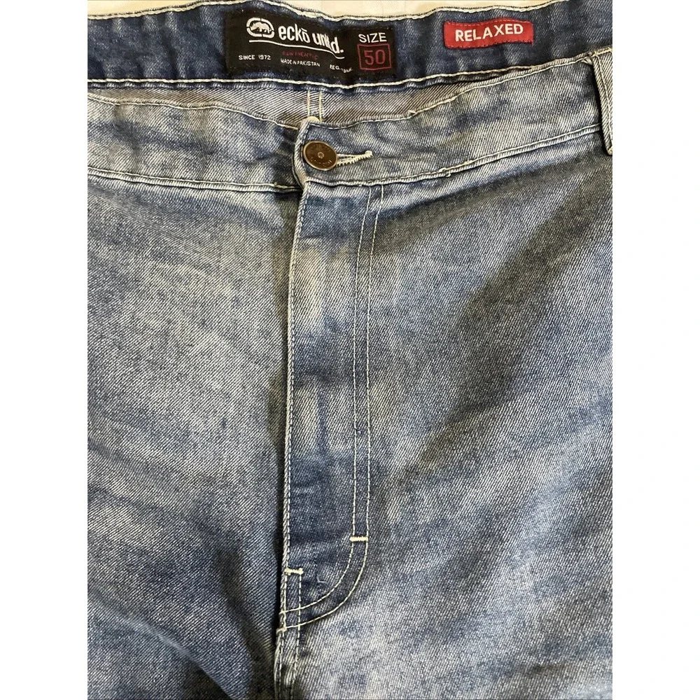 Ecko Unltd Denim Raw 72 Shorts Men's Size 50 Blue Relaxed Baggy Y2K Hip‎ Hop